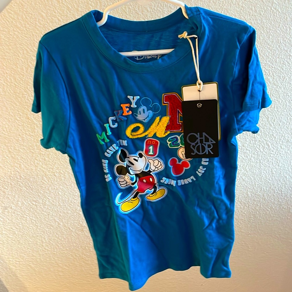 Disney x CHASER Mickey Mouse Kids Unisex Blue Shirt Size 5- BNWT!